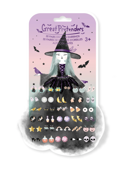 Pendientes adhesivos de la bruja cuervo Natasha