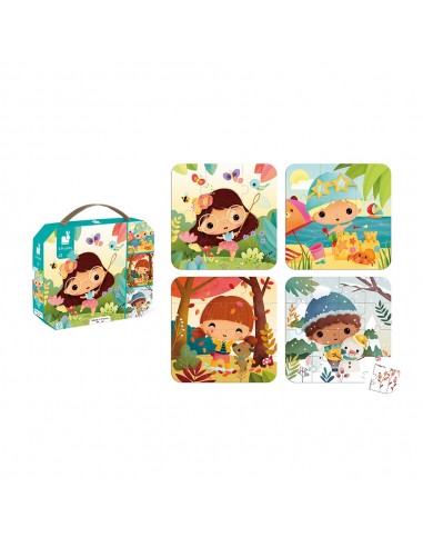 Set de 4 puzles evolutivos Las 4 estaciones, de 6, 9, 12 y 16 piezas