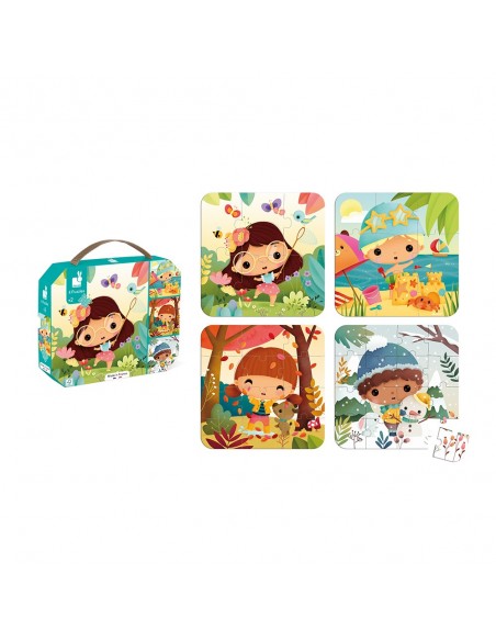 Set de 4 puzles evolutivos Las 4 estaciones, de 6, 9, 12 y 16 piezas