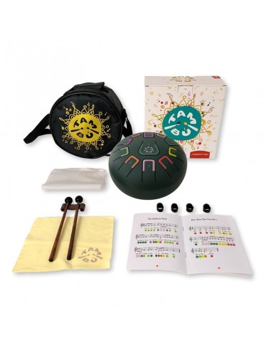 Tambor metálico de lengüetas, de 8" y 11 notas, color verde jungla mate