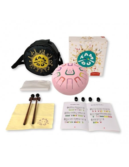 Tambor metálico de lengüetas, de 8" y 11 notas, color rosa