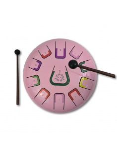 Tambor metálico de lengüetas, de 8" y 11 notas, color rosa
