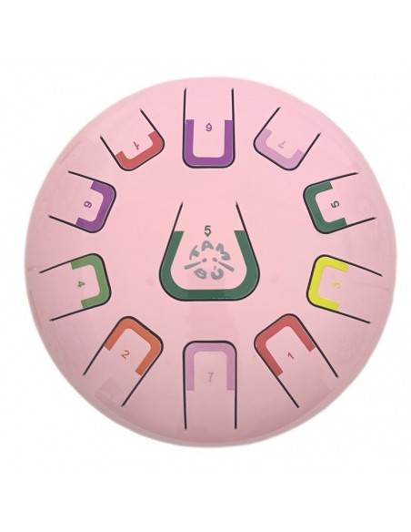 Tambor metálico de lengüetas, de 8" y 11 notas, color rosa