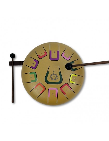 Tambor metálico de lengüetas, de 8" y 11 notas, color oro