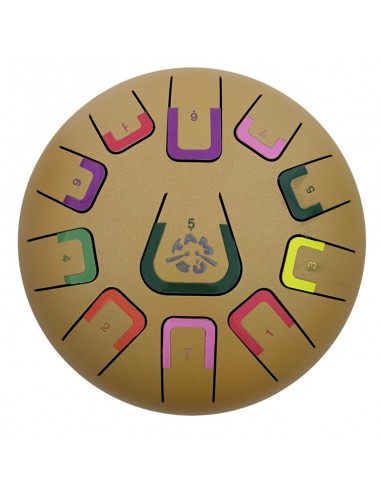 Tambor metálico de lengüetas, de 8" y 11 notas, color oro