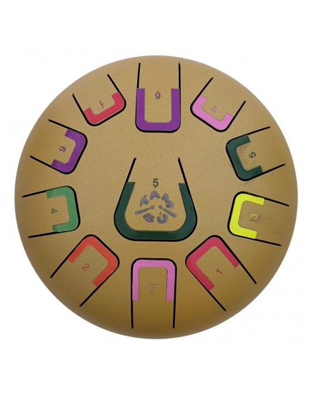 Tambor metálico de lengüetas, de 8" y 11 notas, color oro