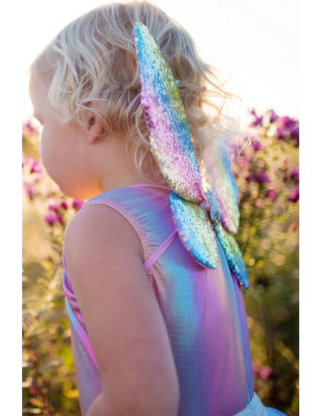 Conjunto arcoíris de tutú, alas y varita