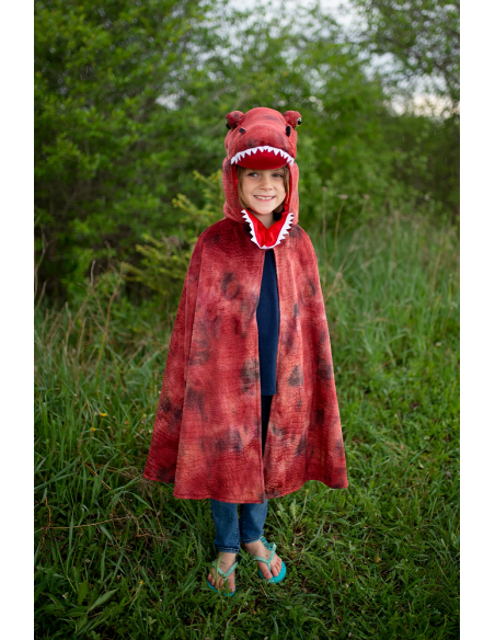 Capa de T-Rex Grandasaurus roja y negra con garras