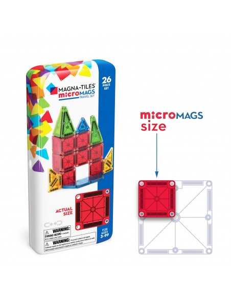 26 piezas de construcción magnéticas microMAGS