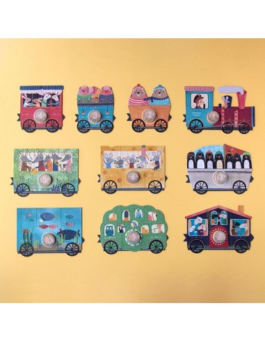 Set de 10 puzles My little train, de 3 piezas