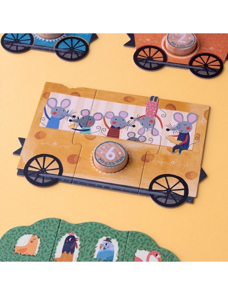 Set de 10 puzles My little train, de 3 piezas