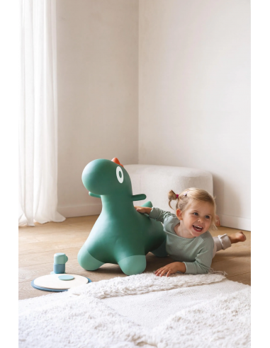 Dinosaurio hinchable saltarín Hoppi, color verde