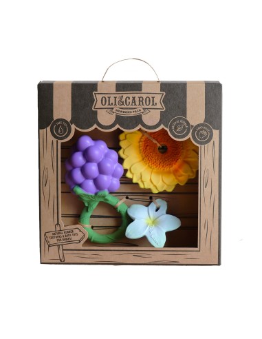 Pack de regalo con mordedor, sonajero y mini mordedor