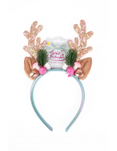 Diadema de reno Rudolph, rosa y menta