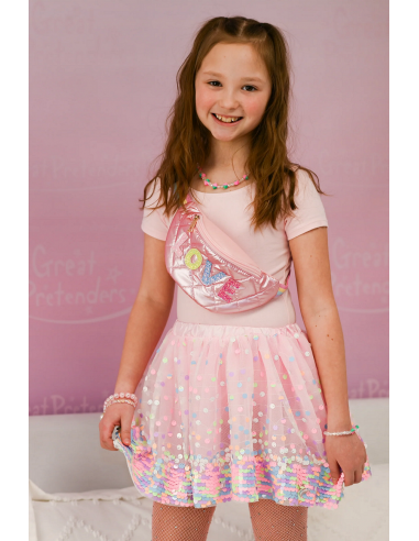 Falda de lentejuelas rosa neón