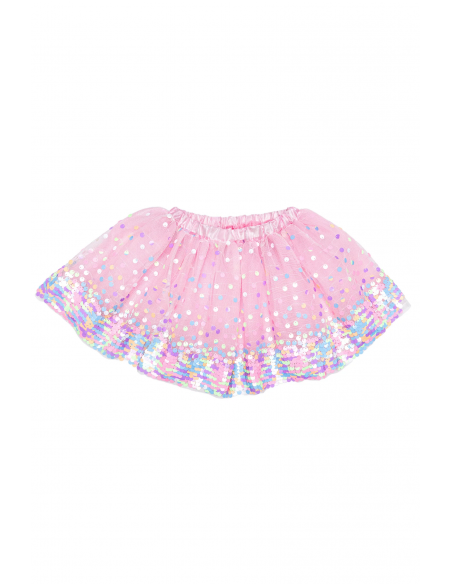 Falda de lentejuelas rosa neón