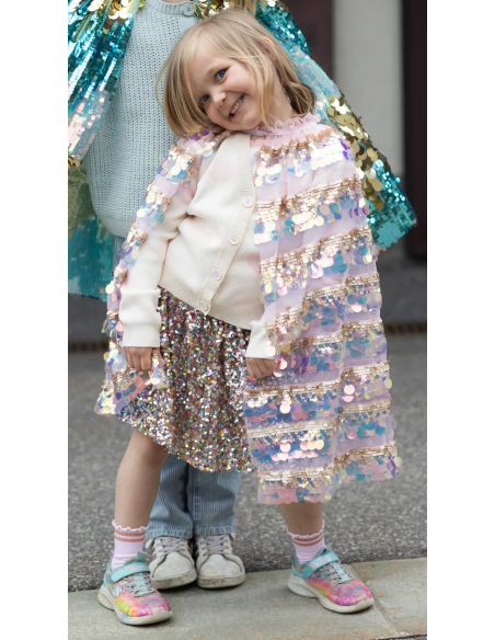 Capa de lentejuelas rosa claro y dorado de la Quinta Avenida