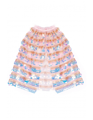 Capa de lentejuelas rosa claro y dorado de la Quinta Avenida