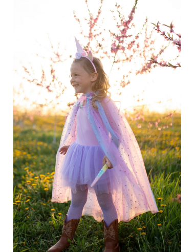 Capa y diadema de unicornio arcoíris