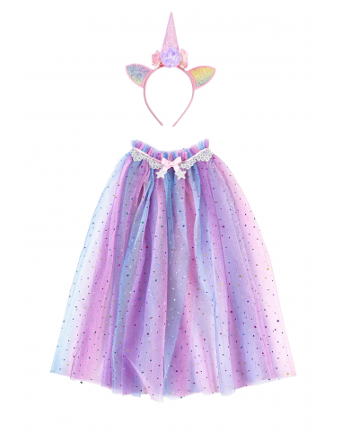 Capa y diadema de unicornio arcoíris