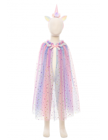 Capa y diadema de unicornio arcoíris