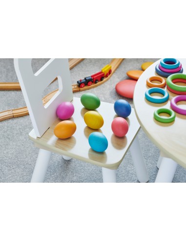 Huevos de madera arcoíris