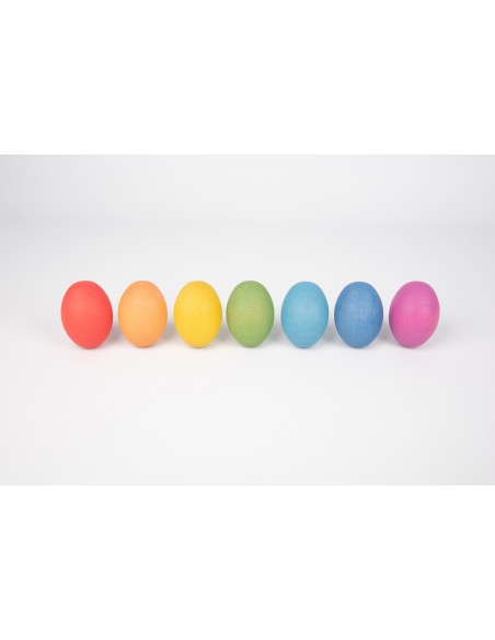 Huevos de madera arcoíris