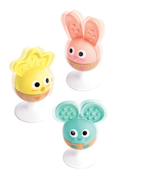 Set de 3 animales sonajero-mordedor con ventosa