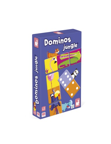 Dominó de doble cara con animales de la selva