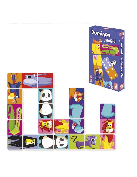 Dominó de doble cara con animales de la selva