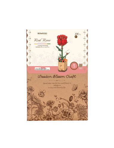 Rosa roja de madera para montar