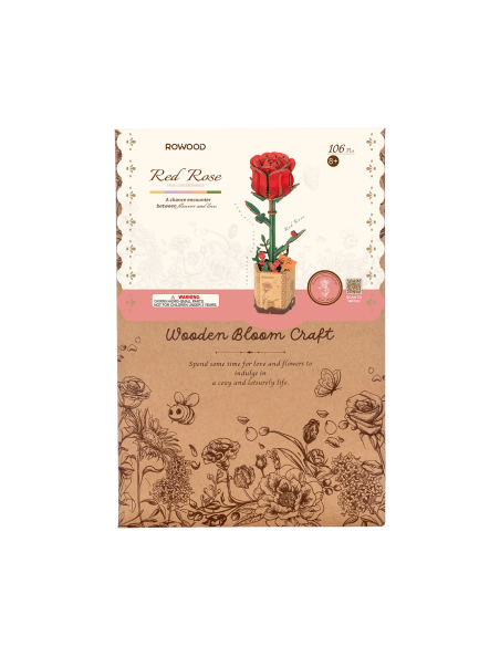 Rosa roja de madera para montar