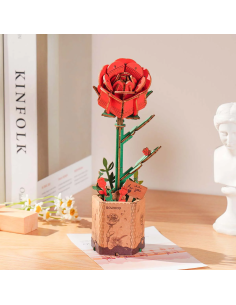 Rosa roja de madera para montar 2