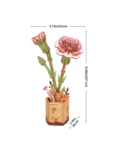 Clavel rosa de madera para montar