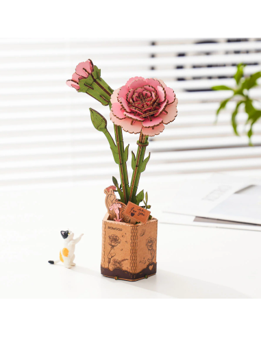 Clavel rosa de madera para montar