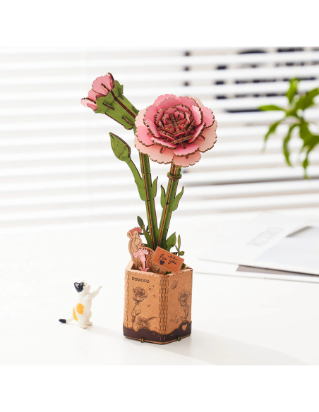 Clavel rosa de madera para montar