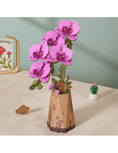 Orquídea púrpura de madera para montar