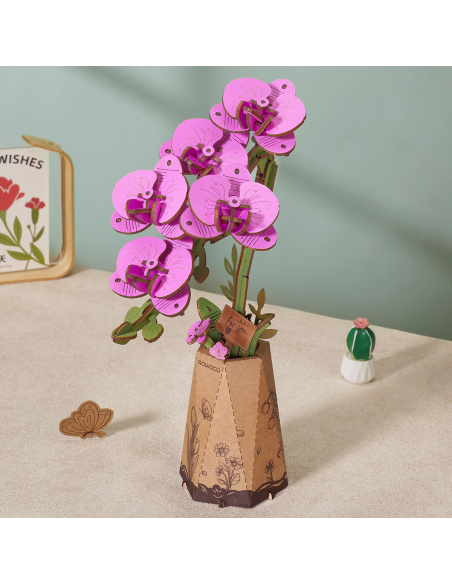 Orquídea púrpura de madera para montar