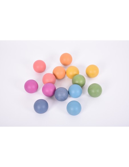 Esferas de madera arcoíris