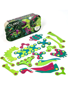 Dino Adventure Pack, set de 36 piezas de construcción magnéticas Clixo