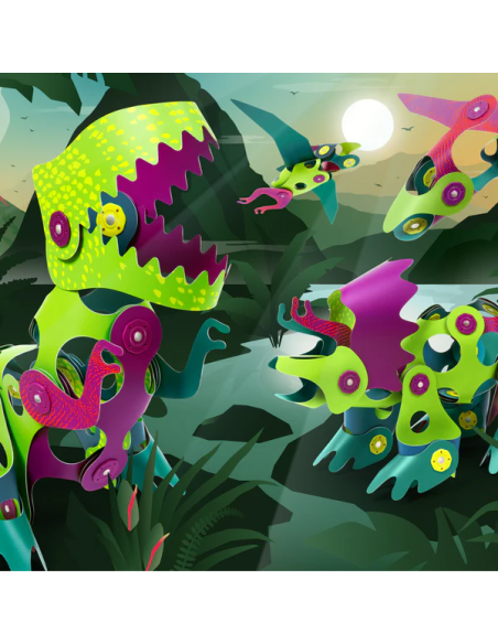 Dino Adventure Pack, set de 36 piezas de construcción magnéticas Clixo