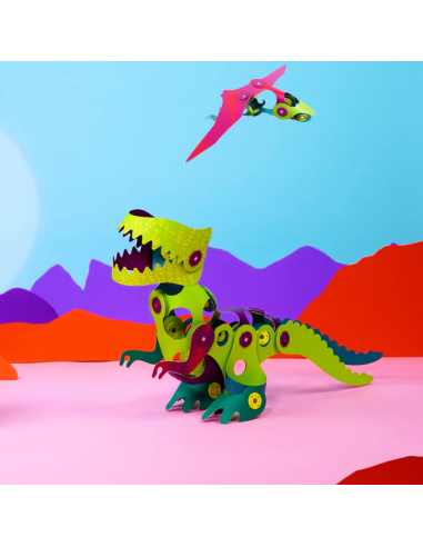 Dino Adventure Pack, set de 36 piezas de construcción magnéticas Clixo