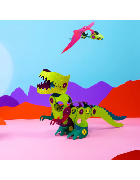 Dino Adventure Pack, set de 36 piezas de construcción magnéticas Clixo