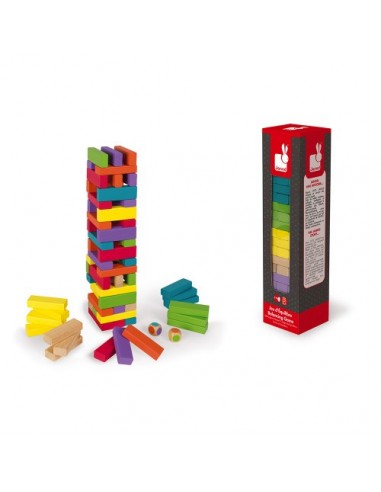 Torre de equilibrio de bloques de madera