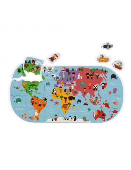 Puzle de baño Mapa del mundo, de 28 piezas