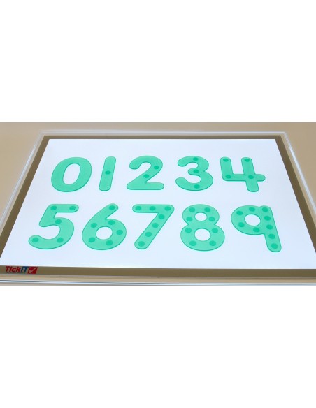 Set de 10 números de silicona verdes translúcidos con puntos de conteo