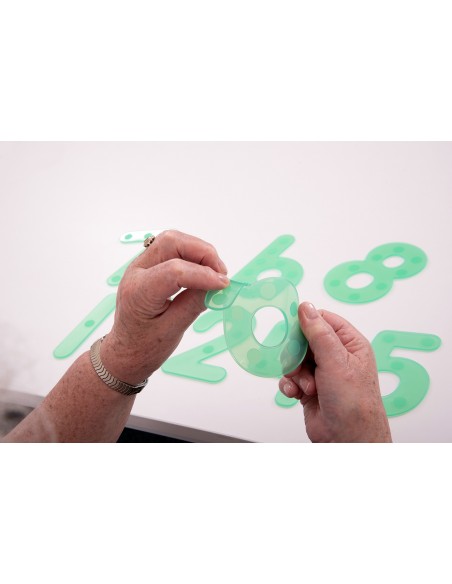 Set de 10 números de silicona verdes translúcidos con puntos de conteo
