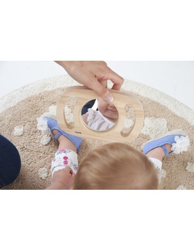 Espejo de madera plano con mangos, de 18 cm