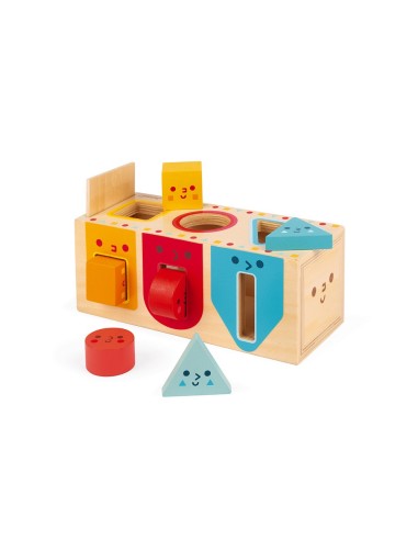 Caja con formas geométricas de madera