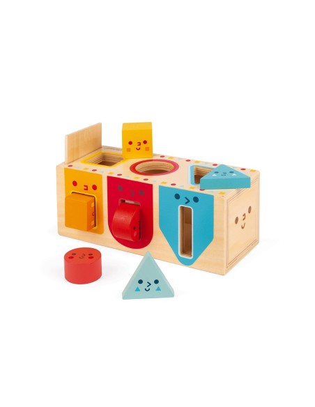 Caja con formas geométricas de madera